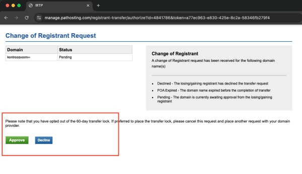 Change of Registrant request (ยืนยันการแก้ไขข้อมูลผู้ถือครองโดเมน) - P ...